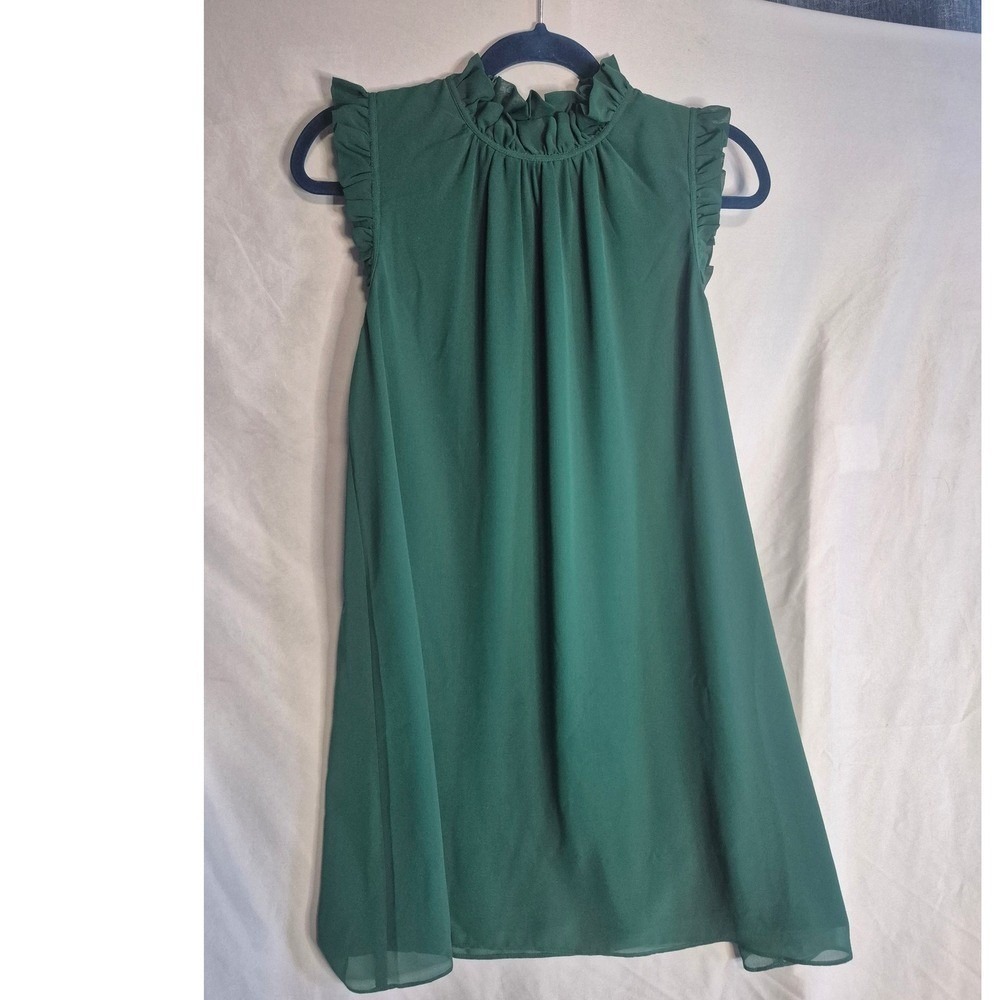 Ali & Jay Green Ruffle Mock Neck Sleeveless Mini Dress Women's Size S